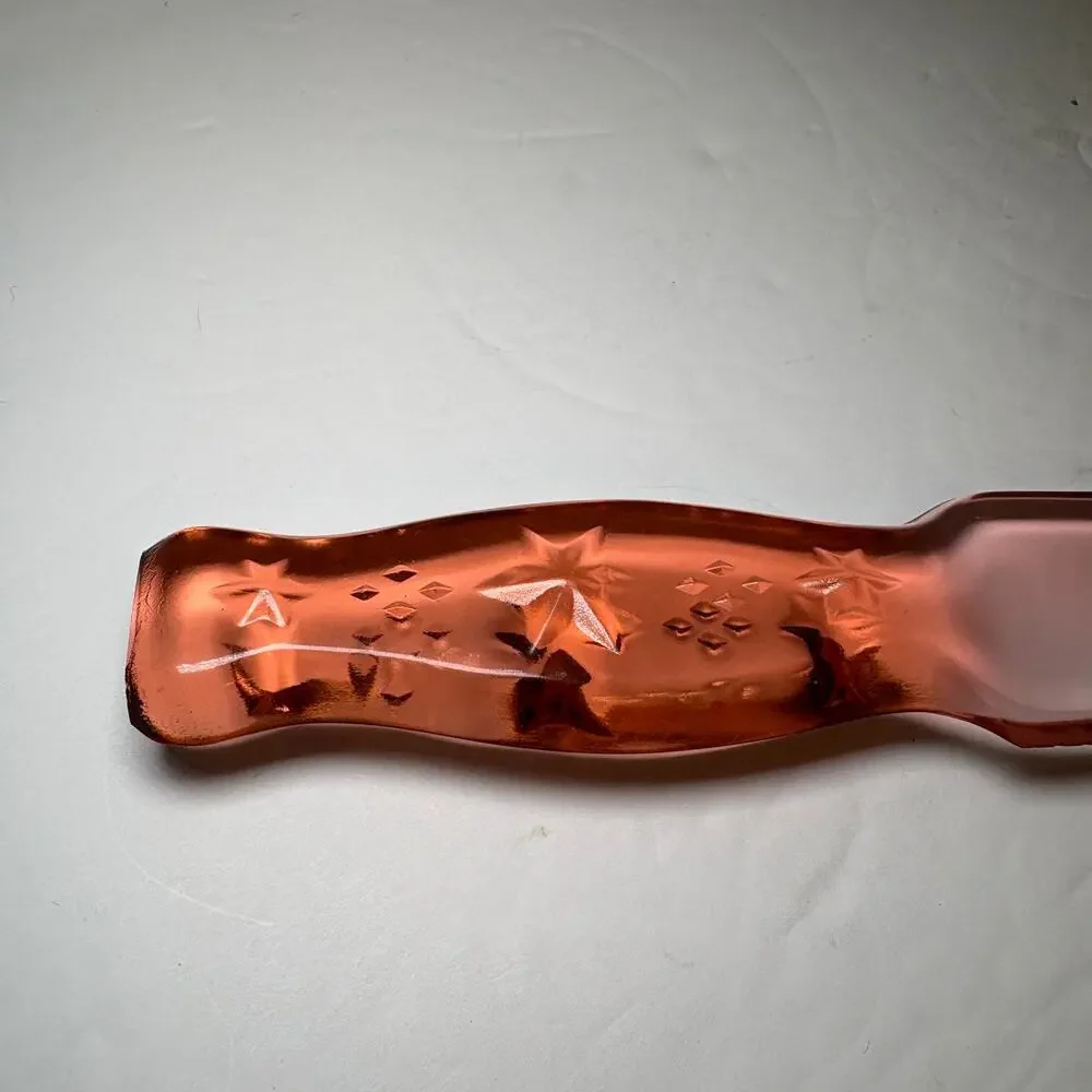 Vintage Pink Depression Vitex Glass Knife Star Pattern 1930s 1940s 9.25